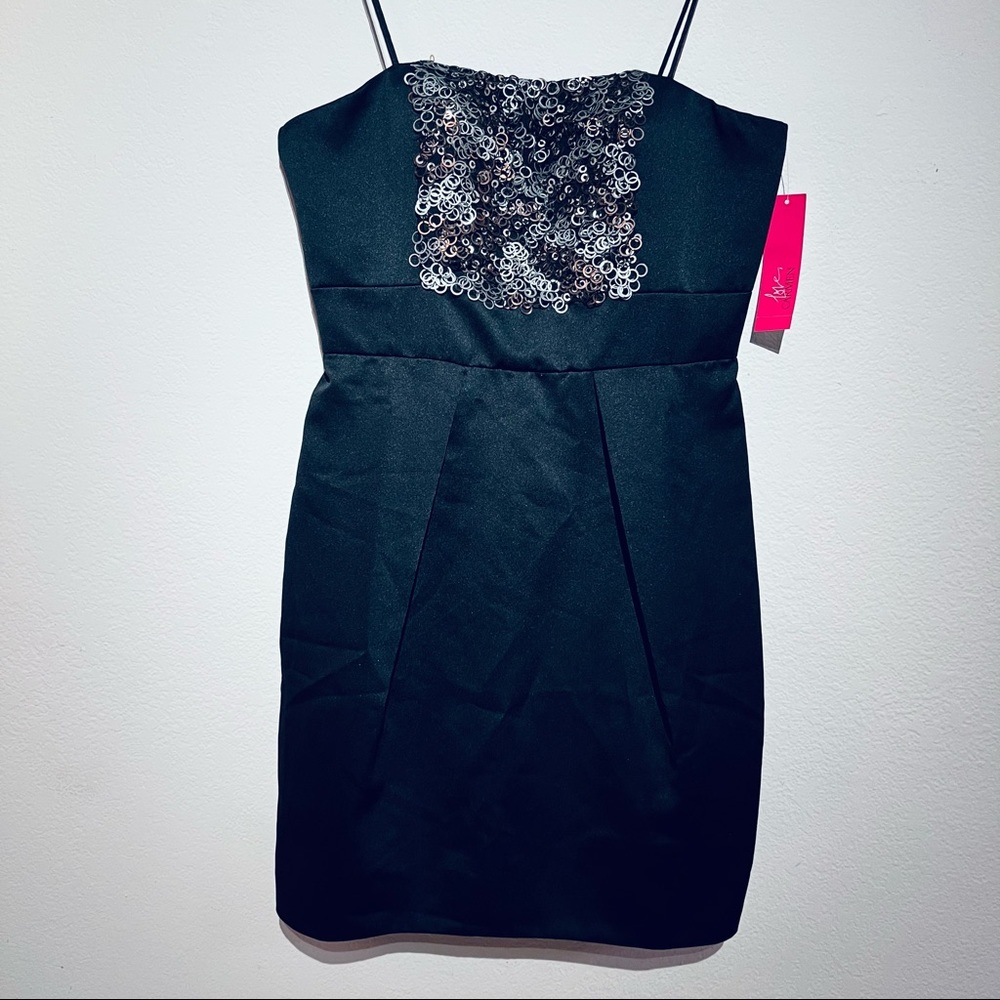 MINI Satin Cocktail Dress Women Size 8 LBD Party Dress NEW TAGS Carmen MarcValvo - Picture 2 of 10
